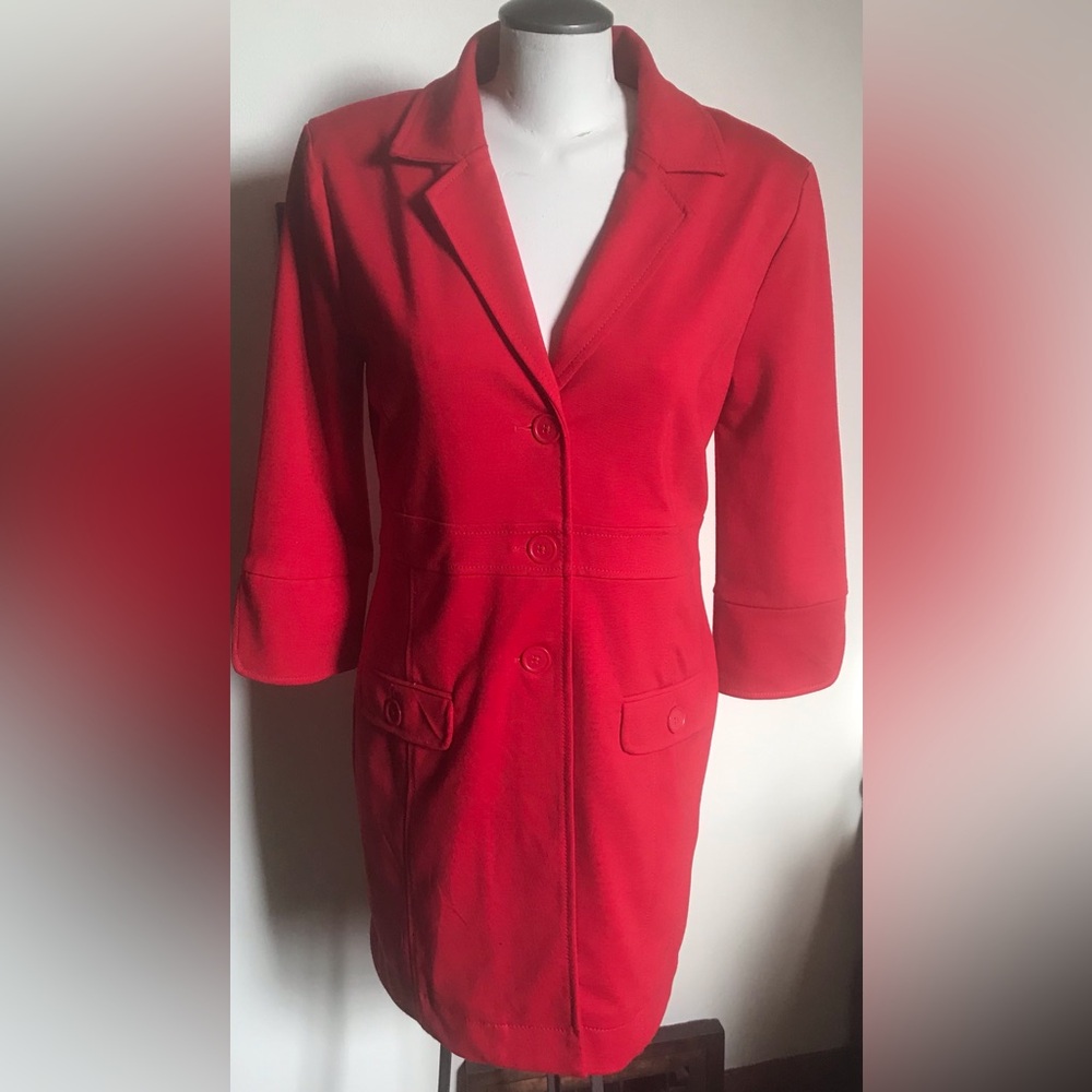 Jessica Red Classic Mid-Length Coat - Size 10